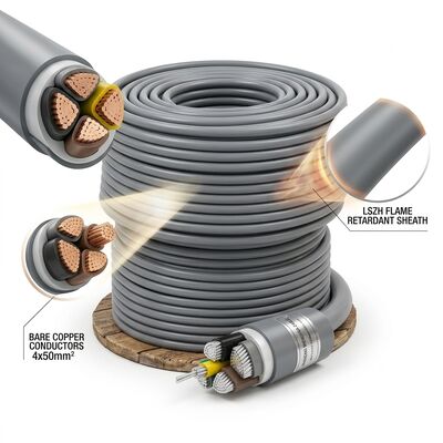 Çin LSZH Düşük Duman Sıfır Halogen PVC yalıtımlı kablo 0.6/1kV 4 çekirdek 4x50mm2 Yangın güvenliği tedarikçi