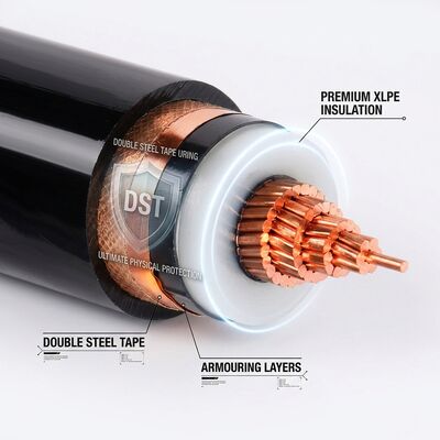 Çin 40 Yıl Hizmet Ömrü XLPE Yalıtımlı Çift Çelik Bant Zırhlı Kablo 0.6/1kV tedarikçi