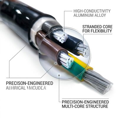 LSZH Düşük Duman Sıfır Halogen PVC yalıtımlı kablo 0.6/1kV 4 çekirdek 4x50mm2 Yangın güvenliği tedarikçi