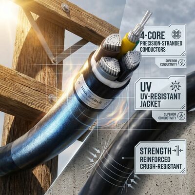 ABC 4x35mm2 UV Stabilized PVC Insulated Aerial Bundled Cable Overhead 0.6/1kV IEC60502 tedarikçi