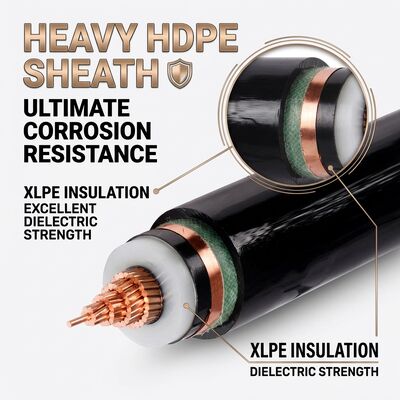 Korozyona karşı HDPE kaplama XLPE yalıtımlı yeraltı güç kablosu 0.6/1kV tedarikçi